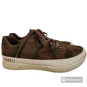 Nobull Grizzly Canvas Trainers Brown Camo Print Men's 8.5 Women's 10